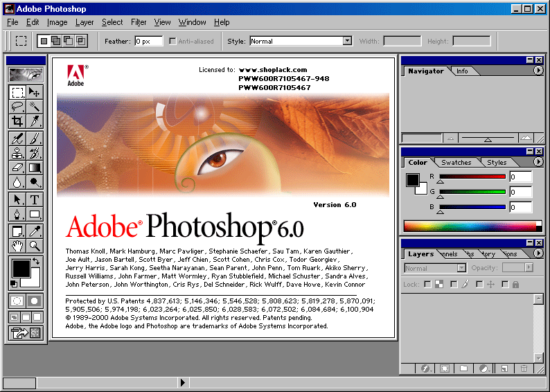 Adobe Photoshop 6.0 for Windows Splash Screen (2000)